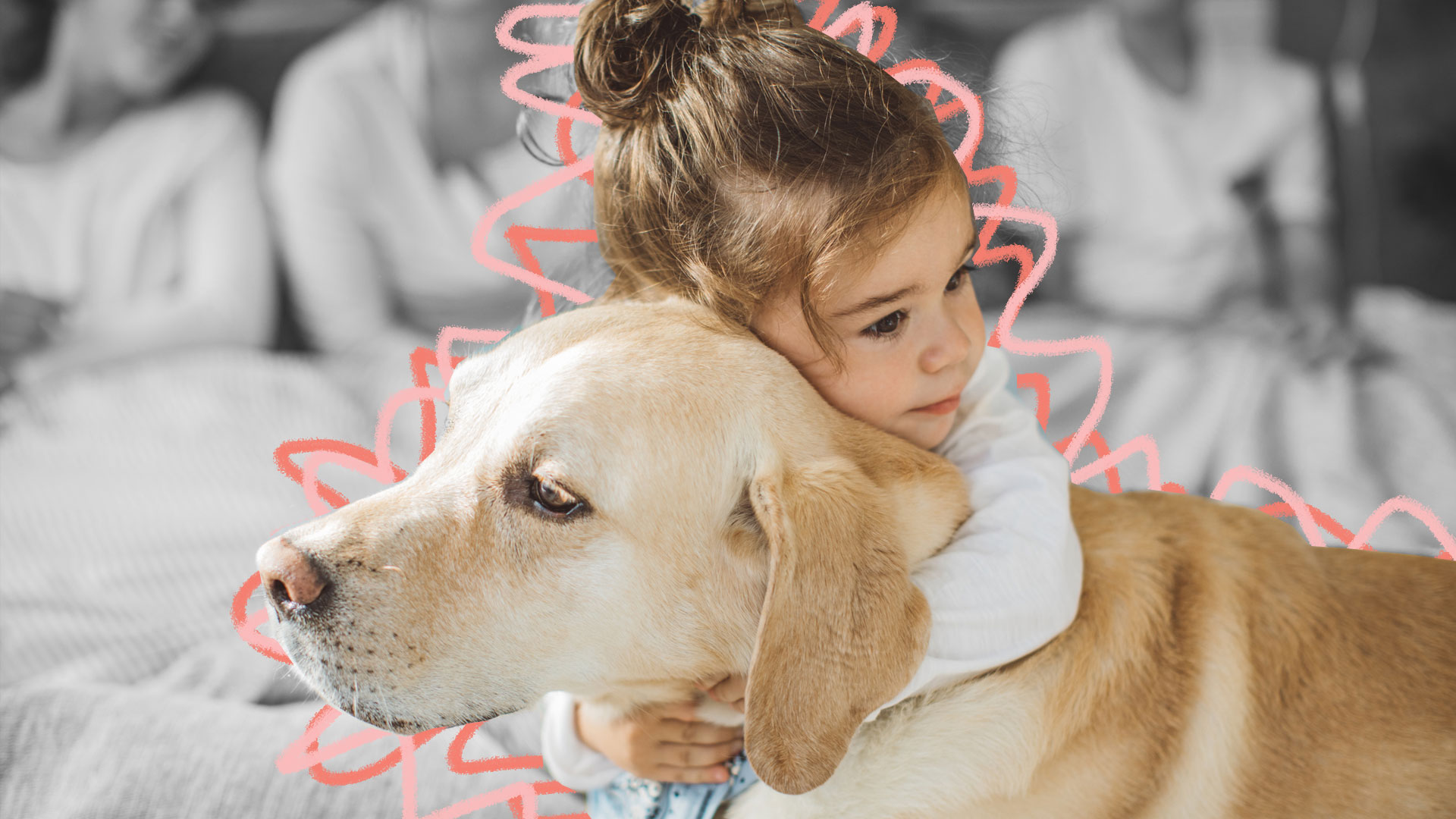 Menina abraçando um cachorro para ilustrar matéria sobre animação "Out of Sight" sobre uma menina cega