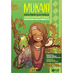 Capa do livro "Mukani descobre sua força". Com um fundo verde, a imagem mostra um menino indígena rodeado de animais e cipós.