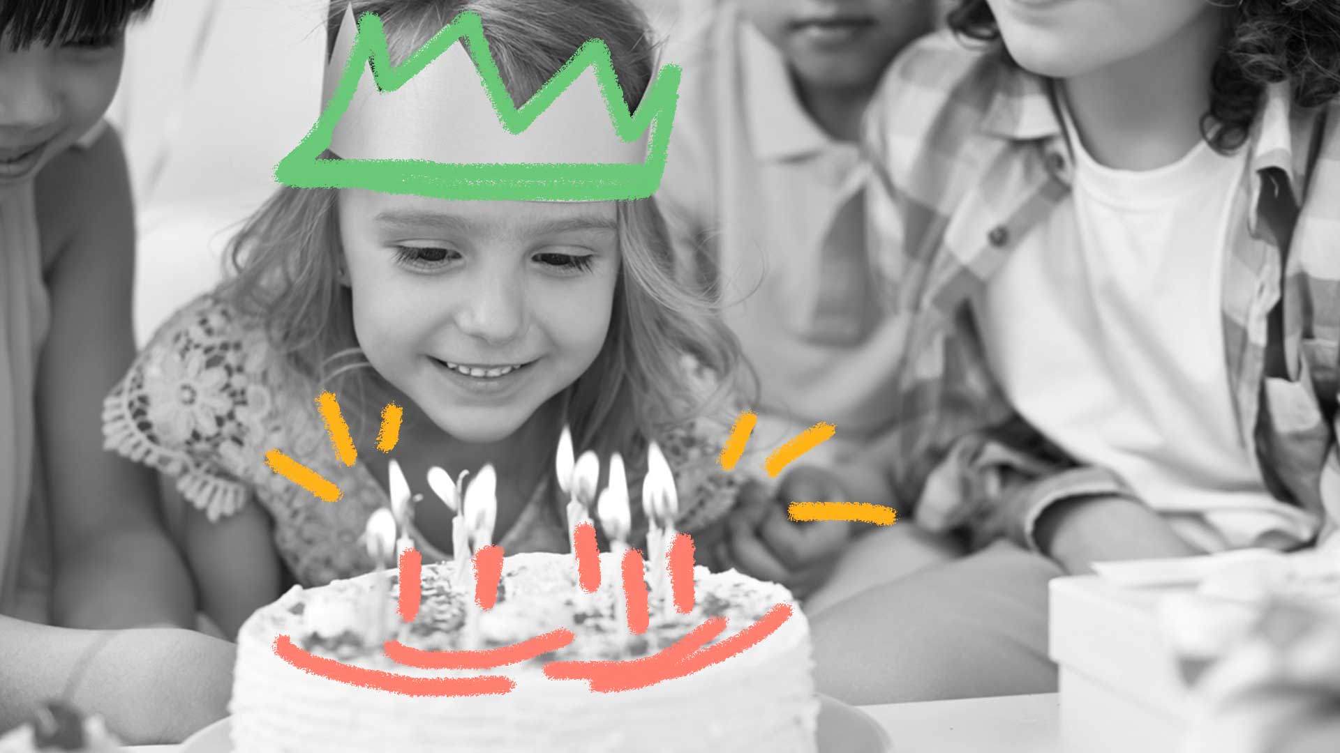 Menina sopra velinha de bolo de aniversário