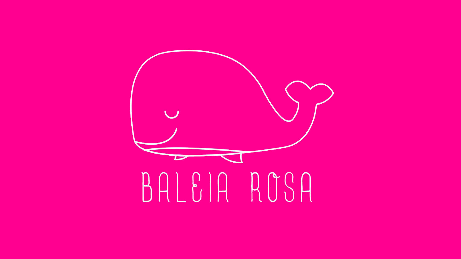 Capa do livro Baleia Rosa. Um fundo cor-de-rosa com uma baleia branca desenhada.