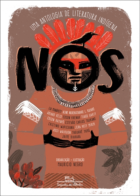 Capa do livro "Antologia de literatura indígena" mostra a espécie de um indígena na capa
