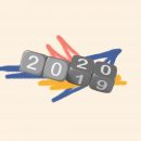 Imagem de dados com anos de 2019 virando para 2020