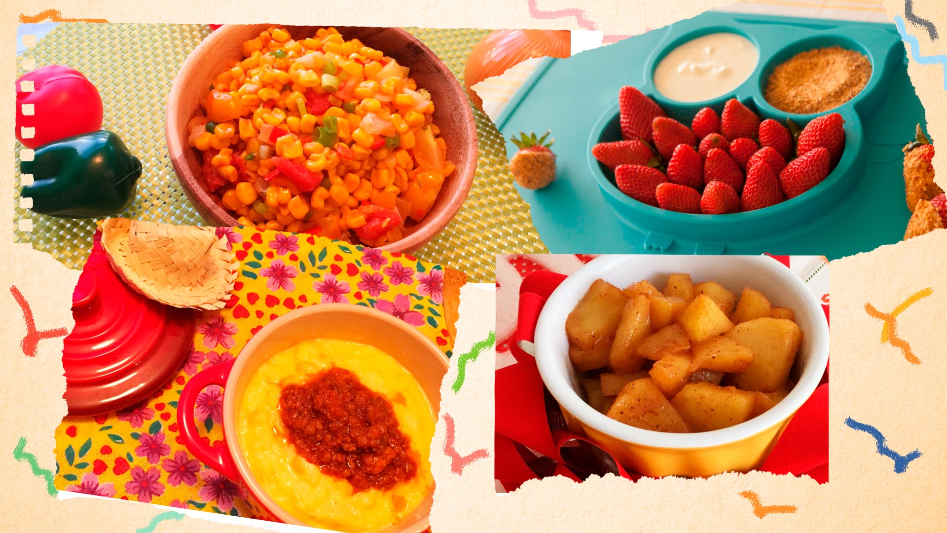 Foto de receitas típicas de festa juninas do canal Gourmet Jr. que prometem despertar sensações de novos sabores, texturas e aromas nas crianças.