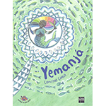 Na foto, capa do livro "Yemanjá", de Carolina Cunha. A capa é em tons de verde e mostra uma representação de Iemanjá em um espelho.