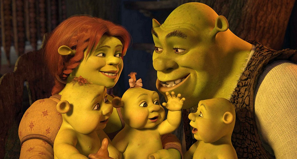 Shrek: Amor, você foi pro pântano hoje? Fiona: Não. Shrek: E esse