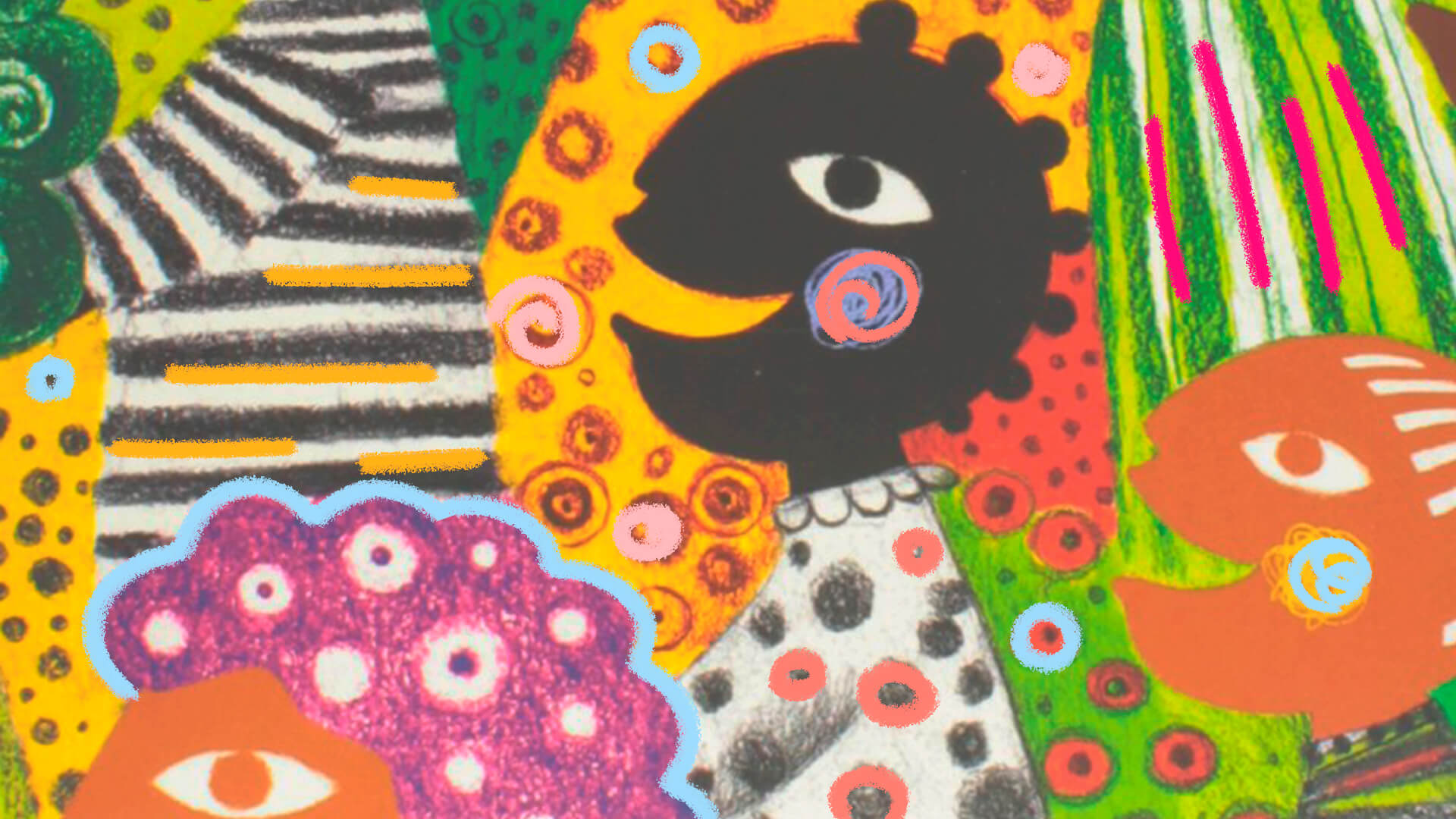 Livros de carnaval: na capa, Os Ibejis e o Carnaval. Uma criança negra sorri entre texturas coloridas.