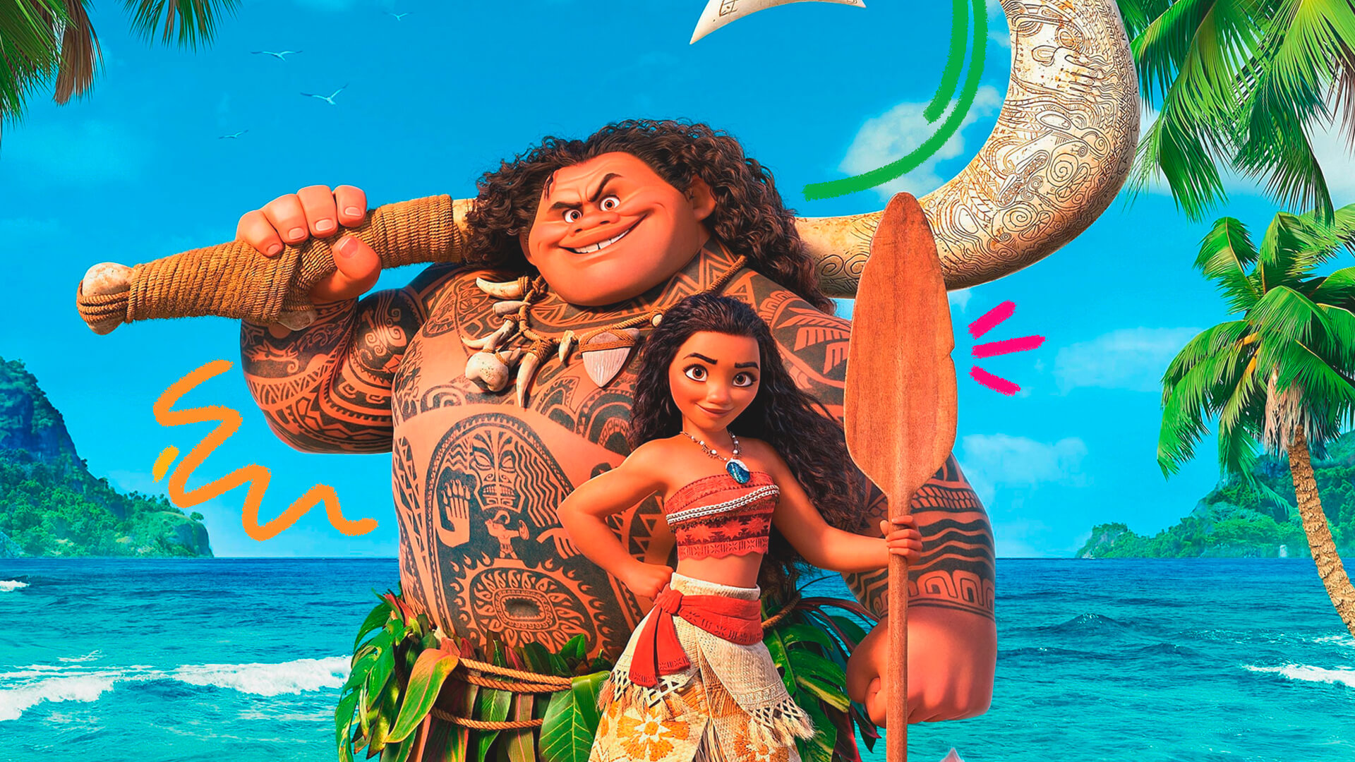 Imagem do filme Moana - Um mar de aventuras. Foto ilustra matéria com cinco brincadeiras inspiradas em filmes para fazer com as crianças.