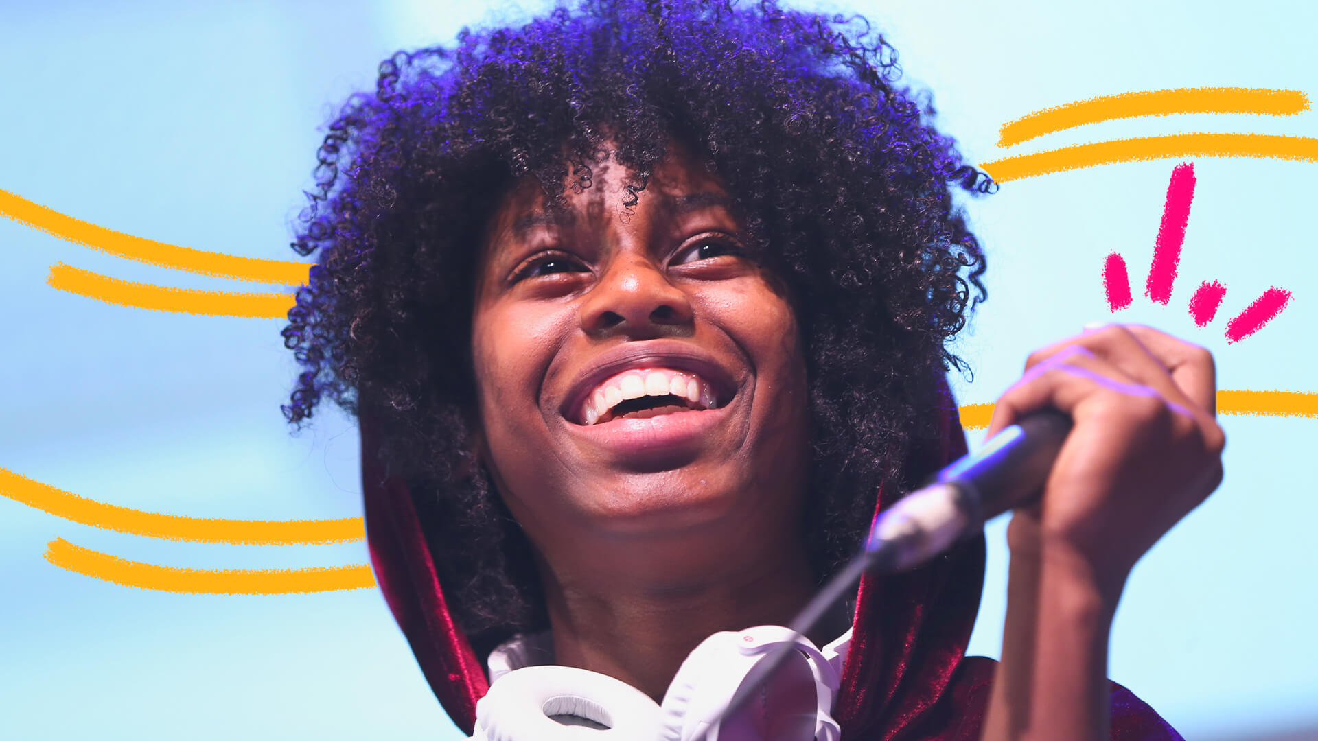 Mc Soffia, uma jovem cantora negra e com cabelo black. A imagem ilustra uma matéria sobre hip hop.