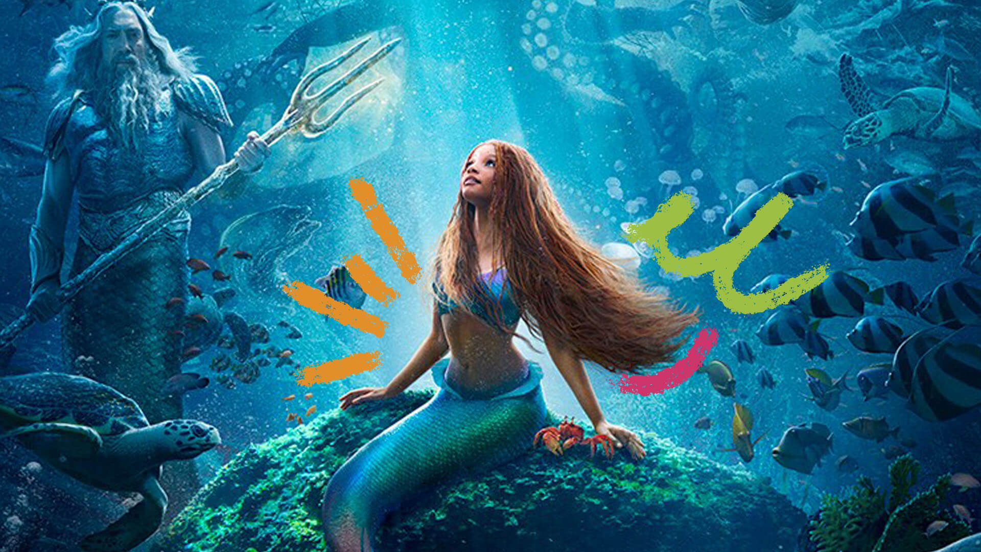 Imagem do filme A pequena sereia, da Disney, com Halle Bailey no papel da Ariel