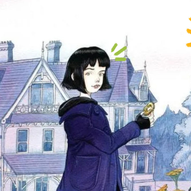 Imagem de capa de matéria sobre livros de terror para crianças mostra ilustração do livro Coraline, com o desenho de uma menina e um gato preto.