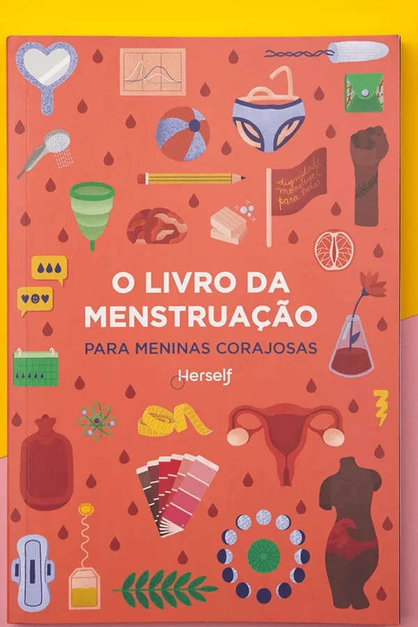 Capa do livro O Livro da Menstruação para Meninas Corajosas, de Victoria Castro, com ilustrações de Renata Moroni.